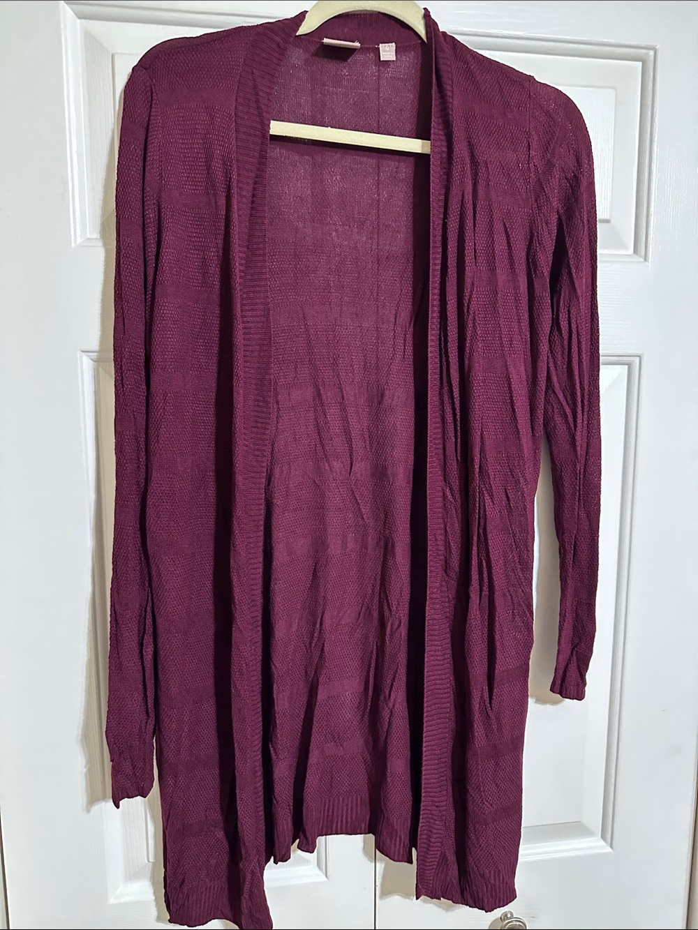 Open-Front Women's Cardigan Sweater in Plum